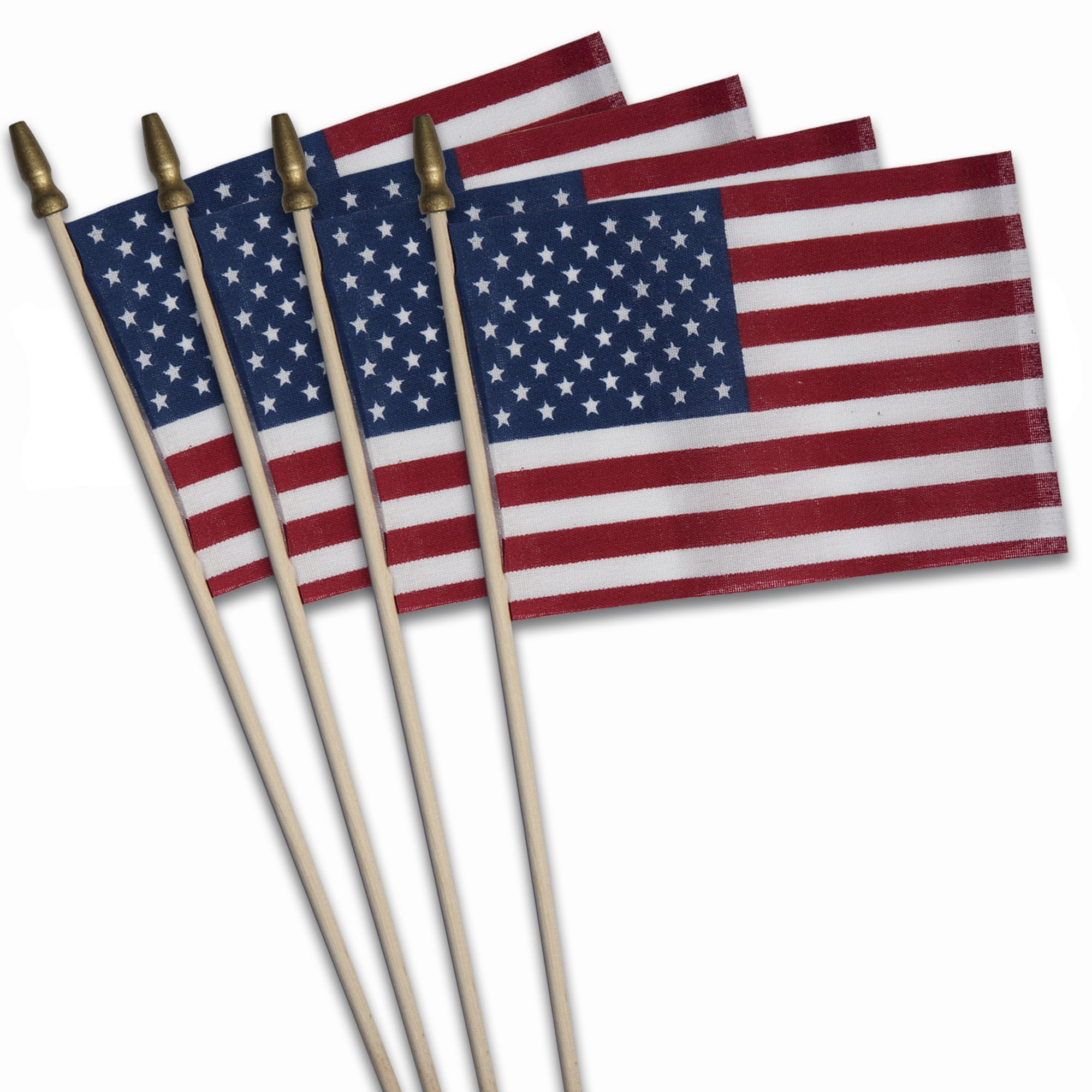 12 pack American Flag 4x 6 Classic with spear top on wooden stick Made in USA! 