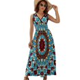 thumbnail image 2 of Floral Pattern Vibrant Colors Symmetry Sleeveless Dress Dresses Women Summer Evening Dresses Ladies Bohemia Long Dresses, 2 of 9
