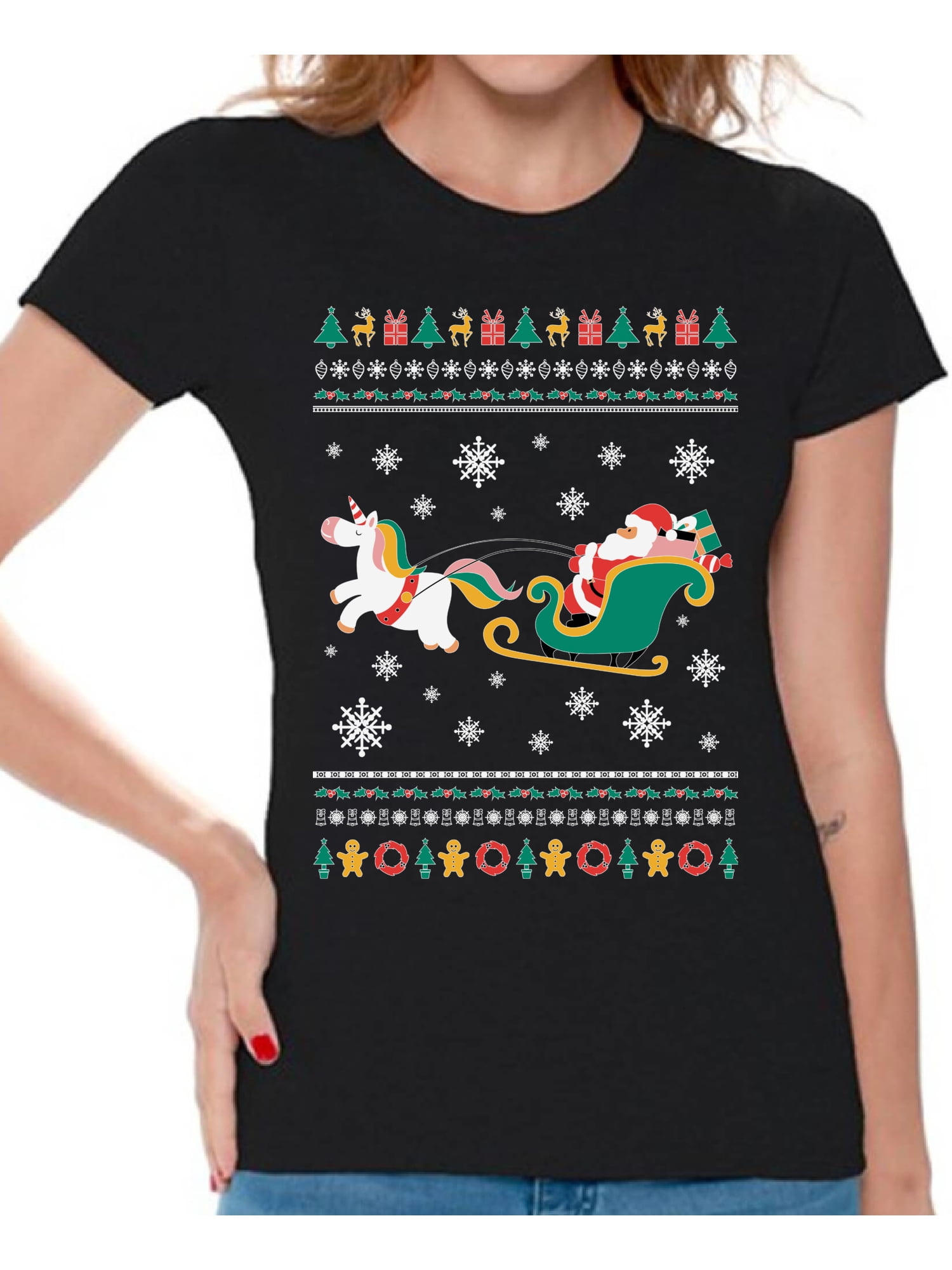 Women Xmas Santa Unicorn 