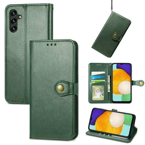 Mantto for Samsung A14 Wallet Case 5G with Card Holder Slots, Premium PU Leather Magnetic Flip Cover with Kickstand, Shockproof TPU Interior Case Compatible with Samsung Galaxy A14 5G, Green