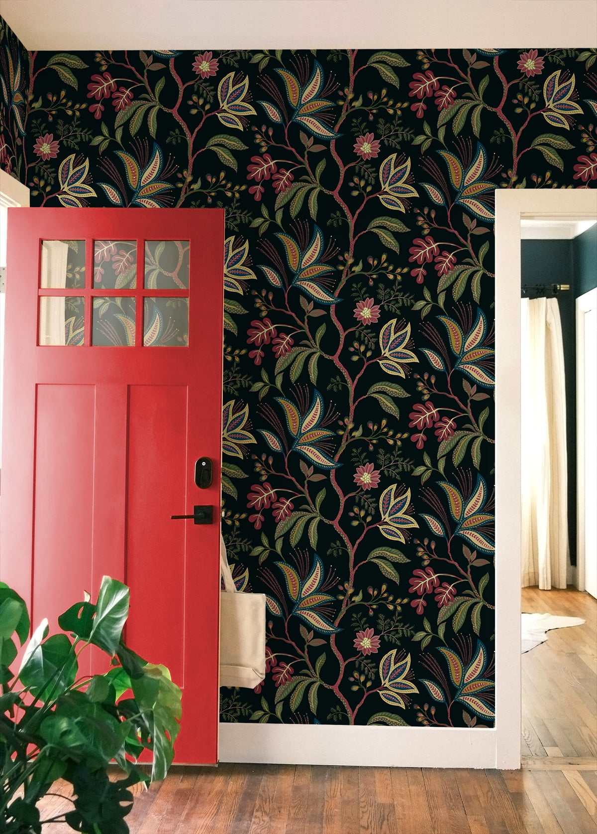 NextWall Ebony Forest Flourish Peel and Stick Wallpaper - 27 in. W x 18 ft. L Roll