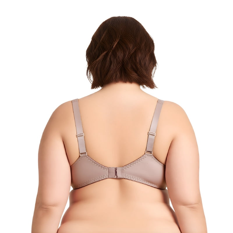 Curve Muse Plus Size Minimizer Underwire Bra With Lace Embroidery-2 Pack-BROWN,PEACH AMBER-46DD