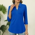 thumbnail image 3 of DAFPZW Women's 3/4 Length Sleeve V-Neck Collared Tops Summer Business Casual Pullover Work Shirts 2025, 3 of 7