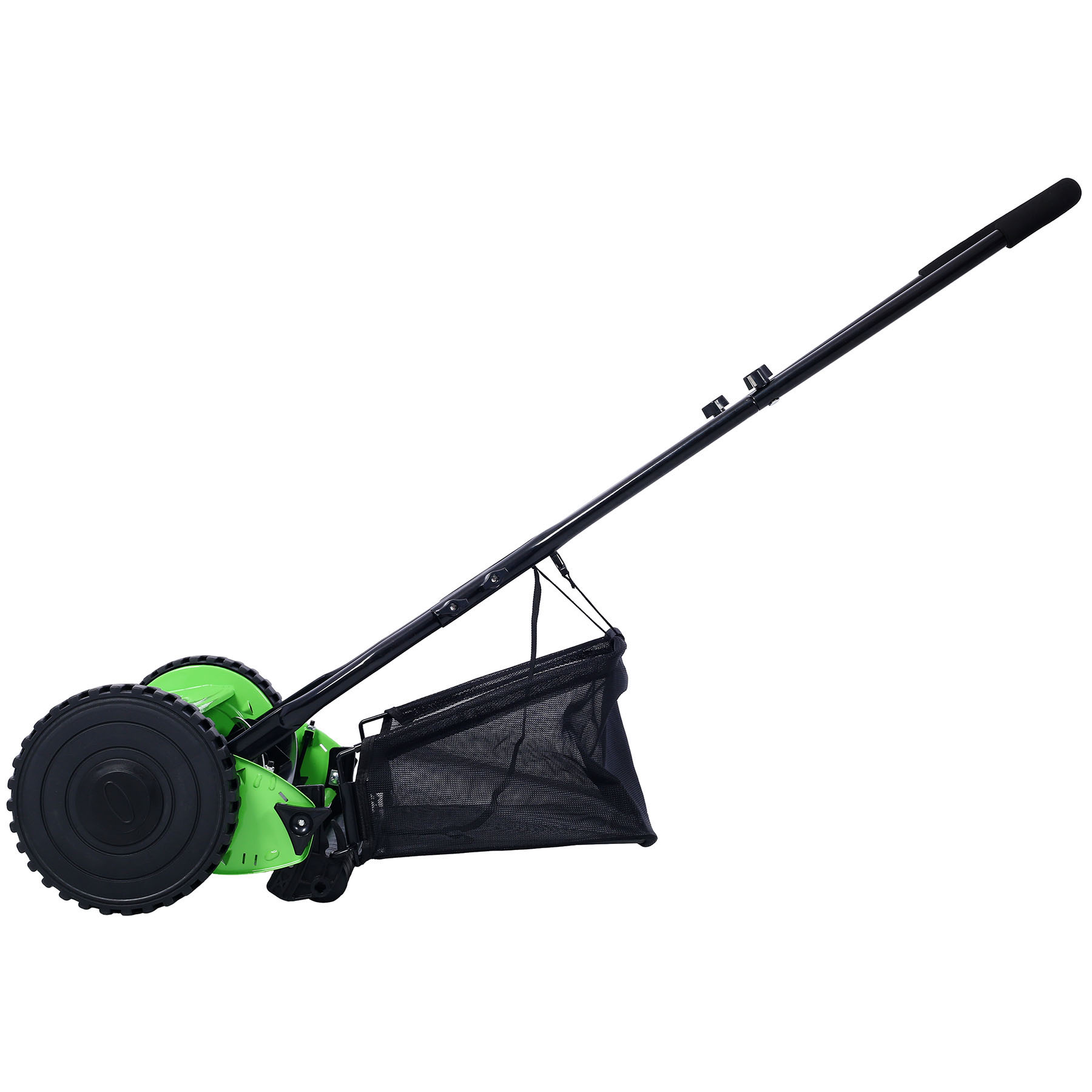 Precision Cutting Green 16-Inch 5-Blade Push Reel Lawn Mower with Grass Catcher Adjustable Blade Height Eco-Friendly
