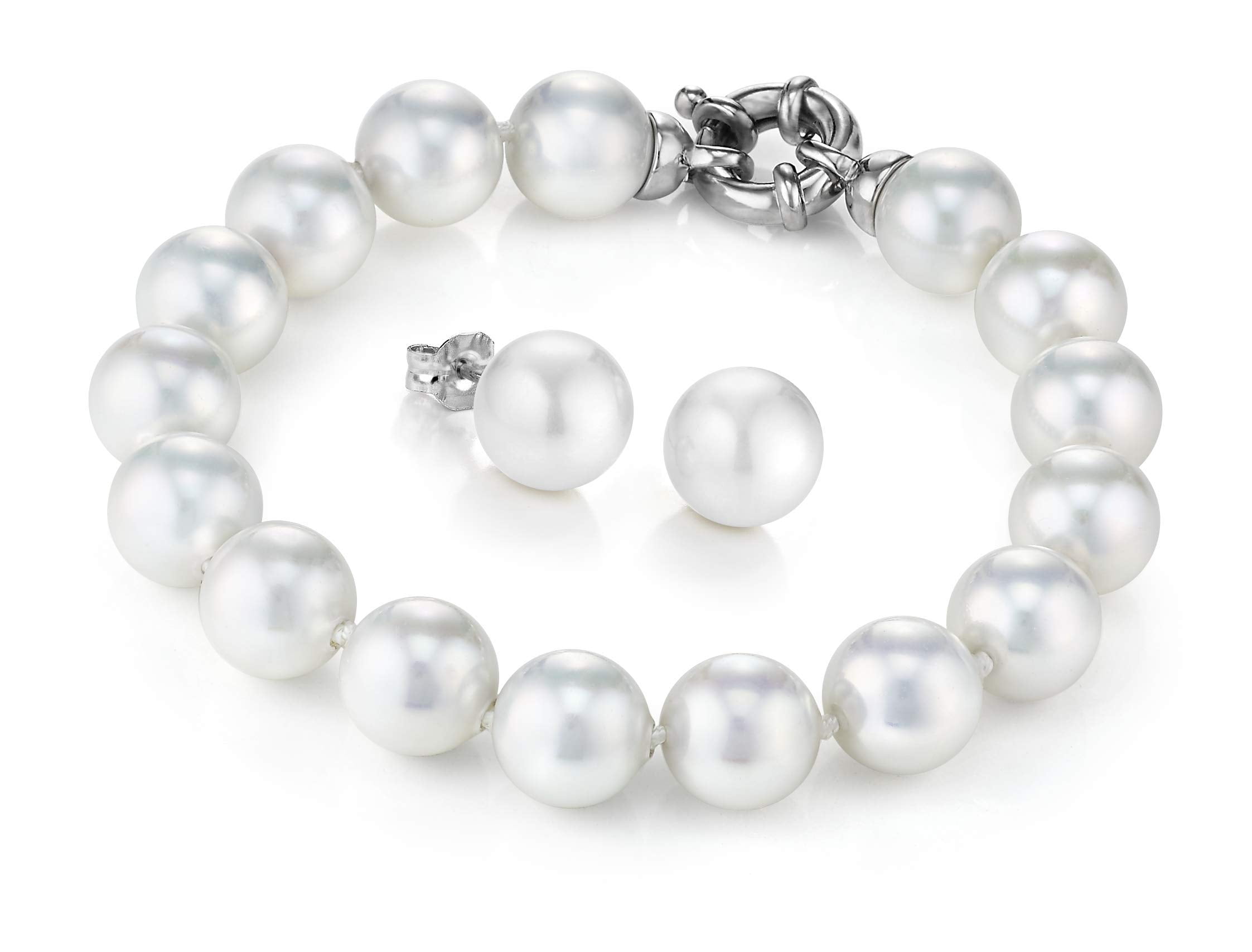 JOIA DE MAJORCA, 10mm 7.5 inch White Pearl Rhodium Bracelet with