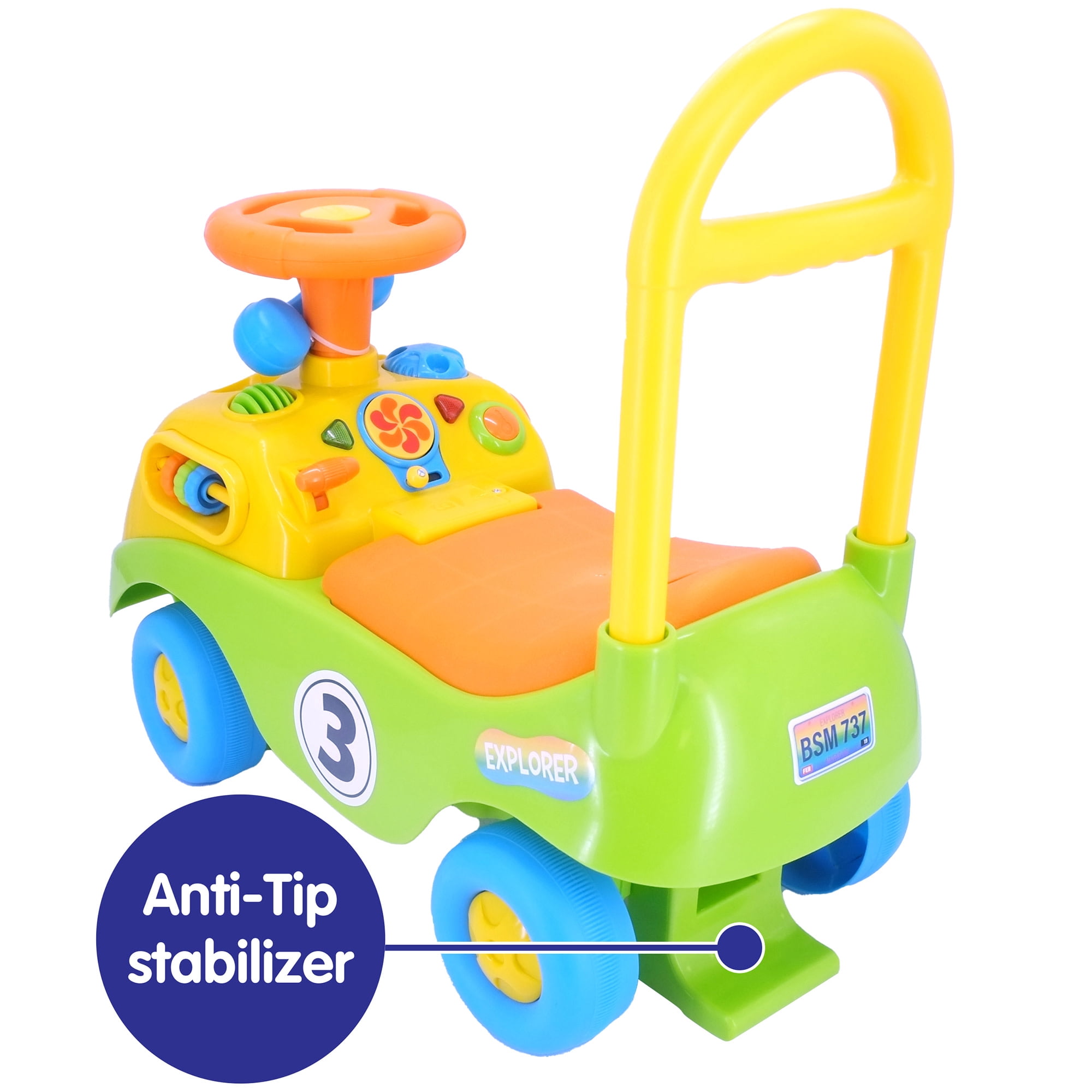 Kiddieland: My First Funtime Ride-On - Safari Animals - Lights & Sounds Foot-To-Floor Vehicle, Interactive Dashboard, Seat Storage, Toddlers 12-36mo