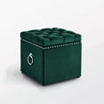 thumbnail image 5 of Jurgen Hunter Green/Chrome Velvet Storage Ottoman - Silver Nailhead Trim, Silver Ring, Plastic Black Legs, 5 of 8