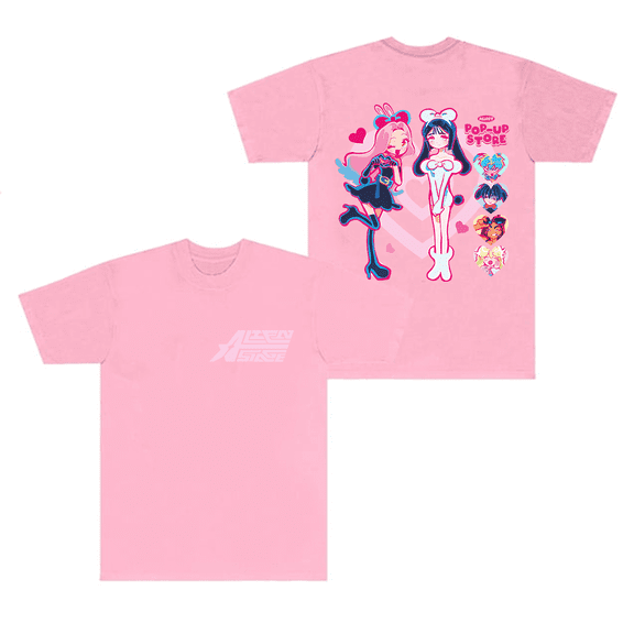 Alien Stage ALNST Merch T-Shirt Pink Heart Logo Mizi Sua Short Sleeve T Shirts Tee Top