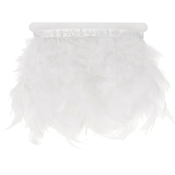 Uxcell 1-Pack Turkey Feather Trim Fringe, 2 Yards 4-6" Natural Fluffy Feather Trim [White]