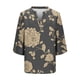 thumbnail image 5 of TaTaai Women's V Neck Casual Blouse, Printed Linen Look Shirt, Three Quarter Sleeves with Roll Tab for Summer Gift, 5 of 5