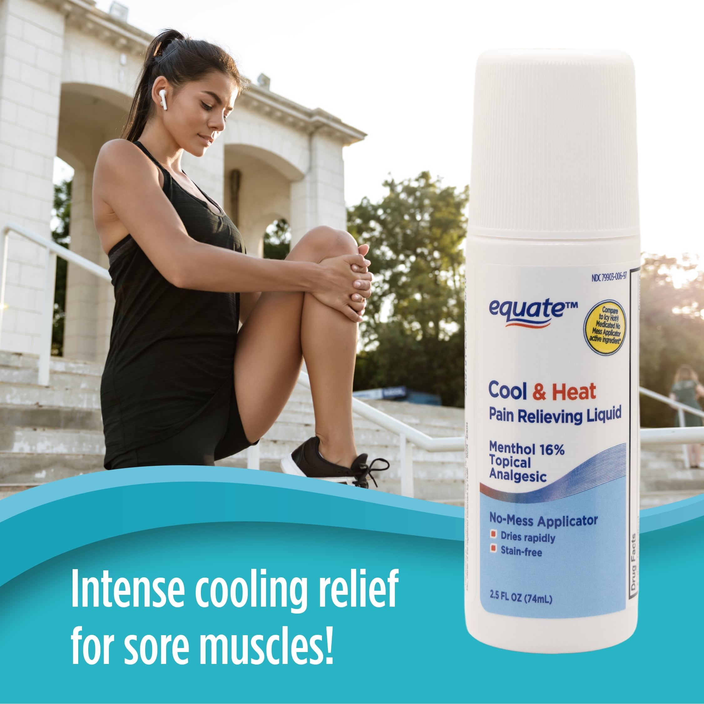 Equate Health & Beauty - Medicine & Supplements Gluten-Free on Menthol Compare to Icy Hot® Medicated Topical Pain Relief Liquid for Body Aches & Pains