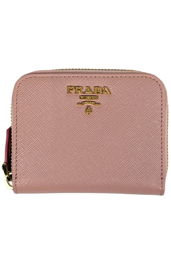 Pre-Owned Prada PRADA Logo Round Zip Wallet/Coin Case Saffiano Leather Pink 1MM268 Women's