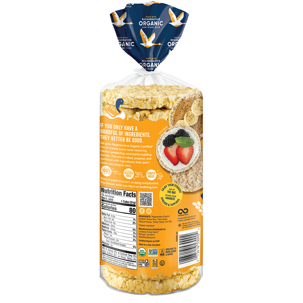 Pack of 6, Lundberg Organic Honey Nut Rice Cakes, 9.6 oz