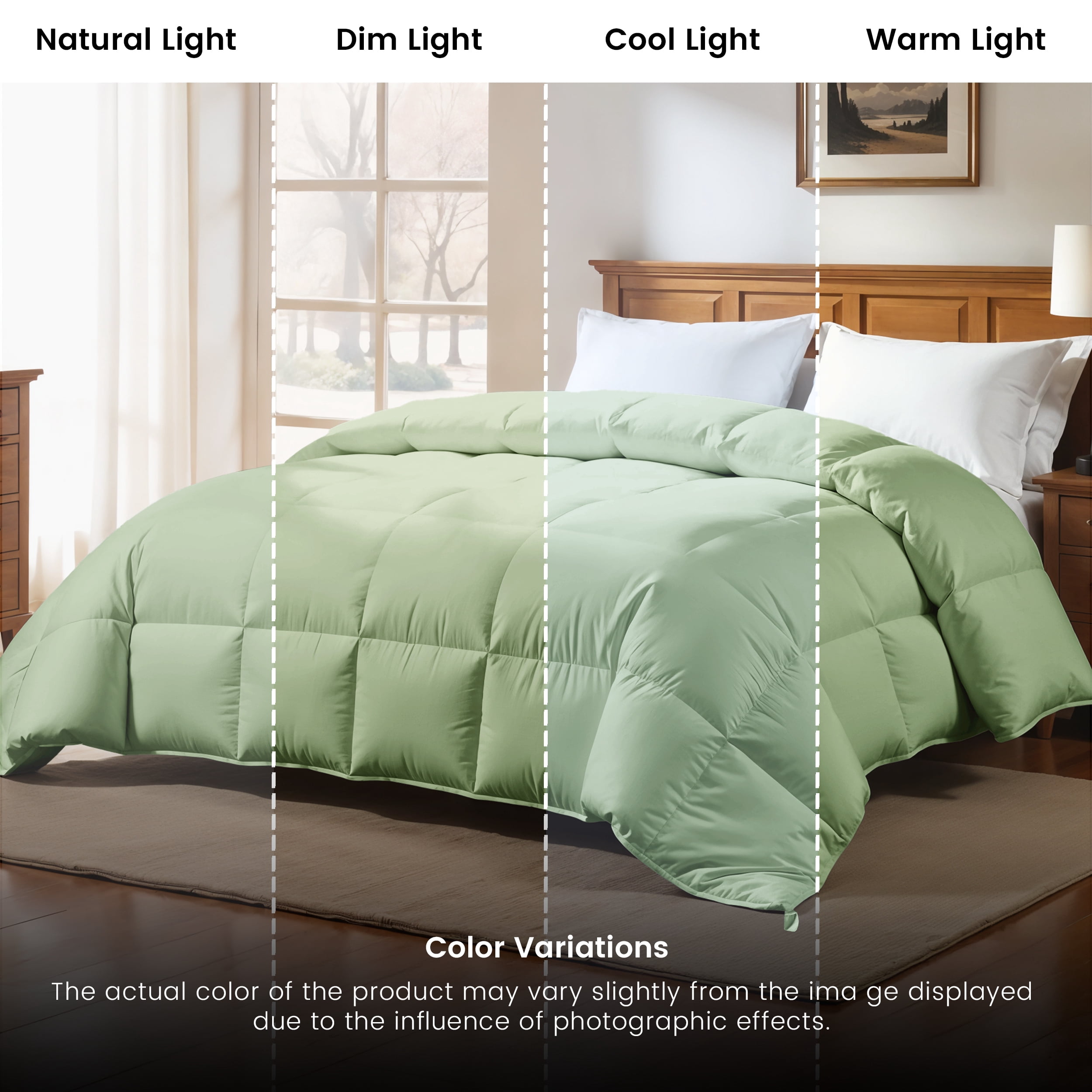 Lux Decor Collection King Size Comforter - Down Alternative Single Quilted Comforter with Corner Tabs - Sage