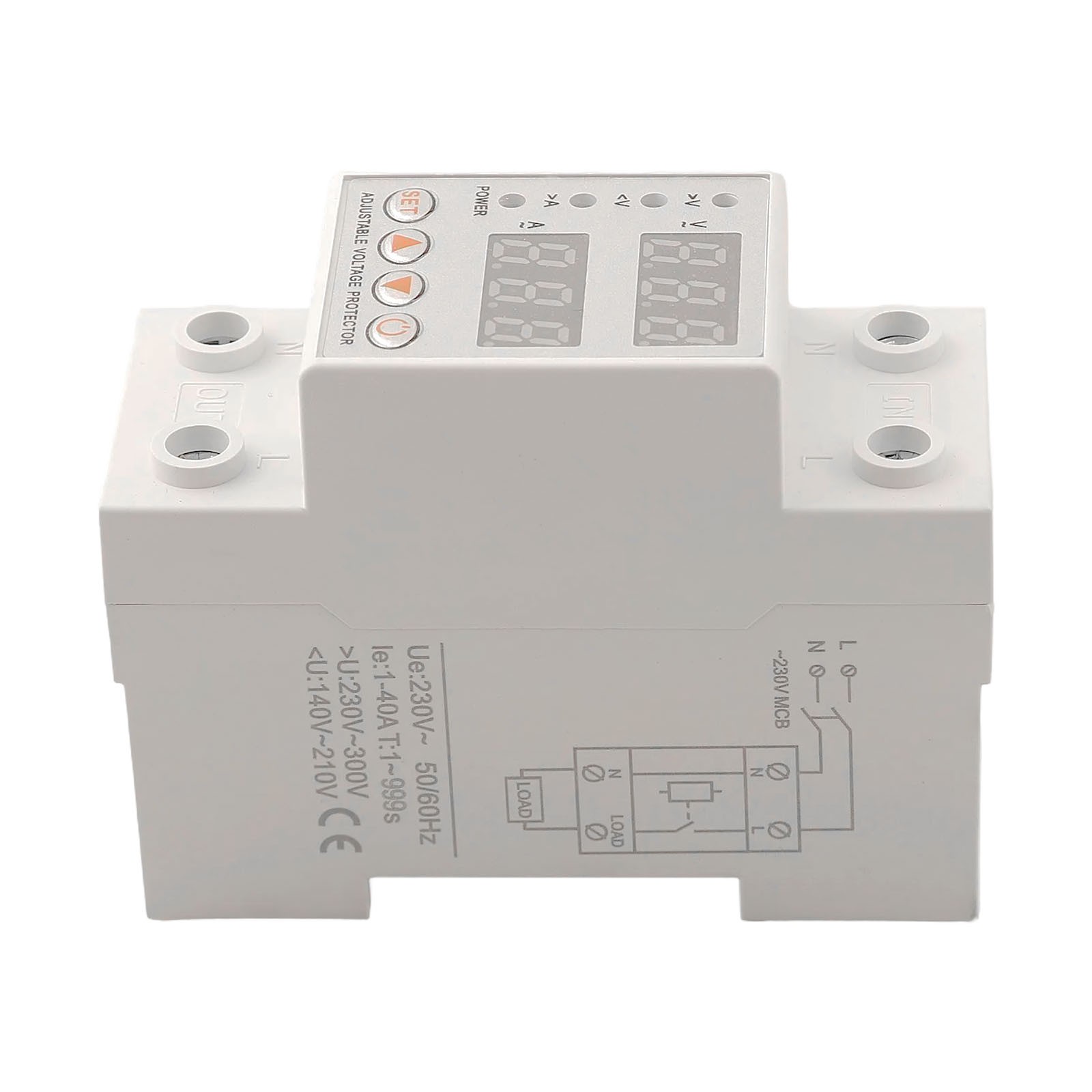 Rail Type 40/63A Adjustable Overvoltage Protector with Overcurrent Protection and Electricity Metering Self-Resetting Mechanism for Home Electrical Safety