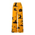 thumbnail image 4 of Halloween Pajama Pants for Women Spooky Pumpkin Ghost Lounge Bottoms Pjs Fall Halloween Jammies (Z003#-Yellow L), 4 of 5