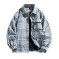 thumbnail image 2 of Tawop Jacket Men Long Sleeve Hoodless Casual Plaid Mens Fall Jackets,Blue,L, 2 of 9