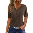 thumbnail image 2 of Taylonsss Women's Casual Solid Color Short-Sleeved V-Neck Top, 2 of 5