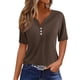 thumbnail image 2 of Puntoco 2024 tops de moda de verano para mujer, top informal de manga corta con cuello en V de Color sólido para mujer, 2 of 5