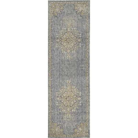 5'x8' Slate Grey Machine Woven Traditional Medallion Indoor Area Rug