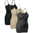 thumbnail image 6 of Emmalise Women's Basic Casual Long Camisole Adjustable Strap Cami Layering Top, 1xl, 3Pk Black, Khaki, Hth Charcoal, 6 of 9