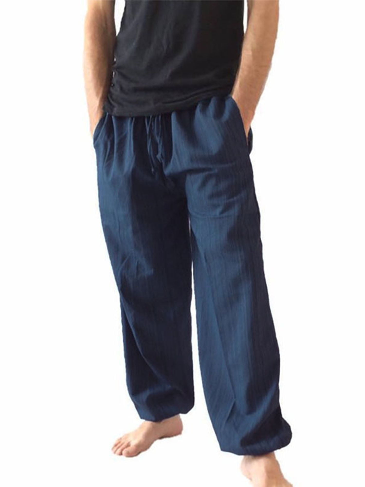 MAWCLOS Mens Big and Tall Relaxed Fit Pants Elastic Waist Comfort Soft ...