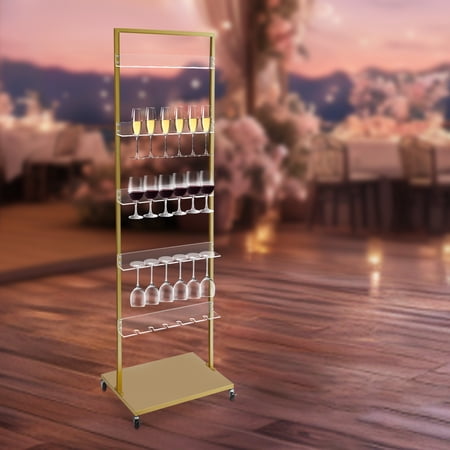 Heavy-Duty Wine Glass Holder 5-Tier 30-Cup Rack with Smooth Edges 12.8in Tier Spacing Gold Acrylic for Graduation Birthday Party