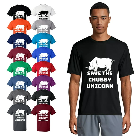 OXI T-Shirt - Save The Chubby Unicorn, Basic Casual T-Shirt for Men's and Women Fleece T-Shirt Short Sleeve - Black Small