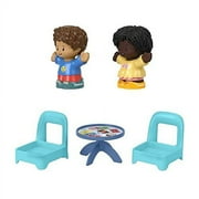 F-Price Fisher-Price Little People Card Game Figure Set - HHR45 Includes 2 Little People Figures, 2 Chairs and a Table with Card Game and Cupcake Graphics, Blue, Yellow, Red