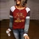 thumbnail image 2 of Sudaderas de Acción de Gracias Para Mujer Otoño Invierno Costura A Rayas Estampado Bloque de Color Cuello Redondo Entrenamiento Manga Larga Tops Pulóver Odeerbi ODB203931, 2 of 4