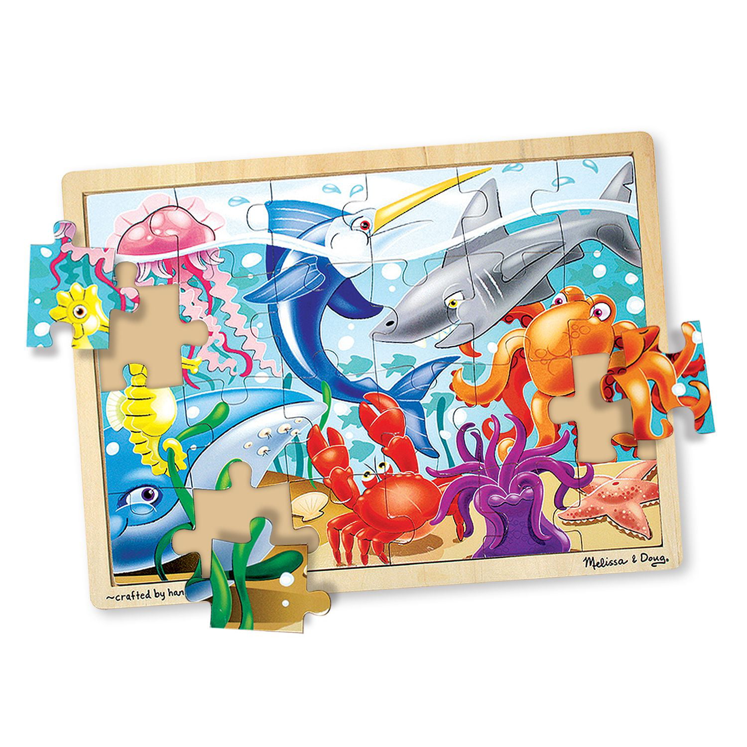 Sea World Jigsaw Puzzle with Wooden Tray and Storage Bag TOP BRIGHT 100 Piece Puzzles for Kids Ages 4-8