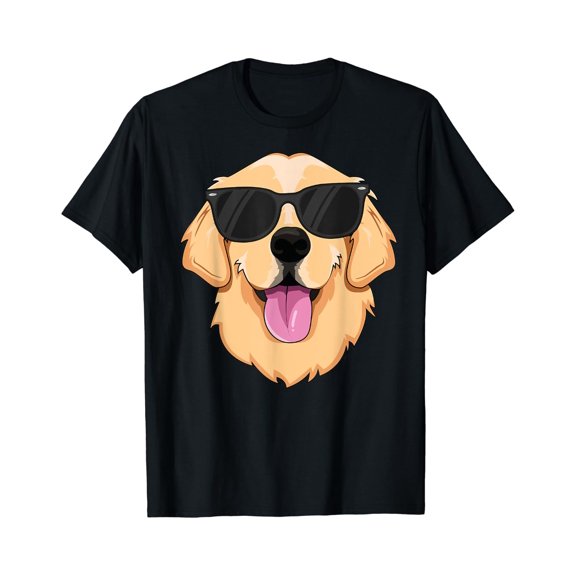 Golden Retriever T-Shirt For Boys Girls Sunglasses Pet T-Shirt Size S-5XL