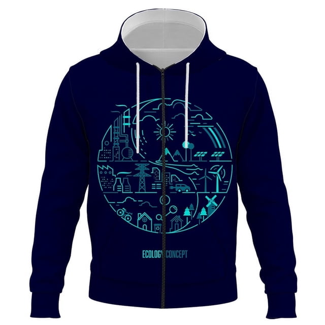 Sudadera con capucha con cremallera e imagen inteligente de IA impresa en 3D para hombres, mujeres y niños, ropa de calle, jersey de manga larga, chaqueta informal para niños