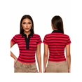 thumbnail image 2 of LMLYSoH Women Summer T-Shirt Casual Striped Button Lapel Basic Short Sleeves Tops for Streetwear Grunge Clothes, 2 of 8