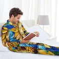 thumbnail image 6 of Haiem vintage Starry Sunflower Pattern Men’s Long-sleeve Sleepwear,Sleepwear Set,2-piece Loungewear Set,Soft PJs Comfy Nightwear with Pockets-X-Large, 6 of 7