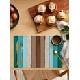thumbnail image 2 of Placemats Set of 8, Aqua Teal Woven Placemat, Linen Place Mats for Kitchen/Dining Tables, Farmhouse Wood Grain Vintage Brown Striped Washable Table Mats for Party, 2 of 8