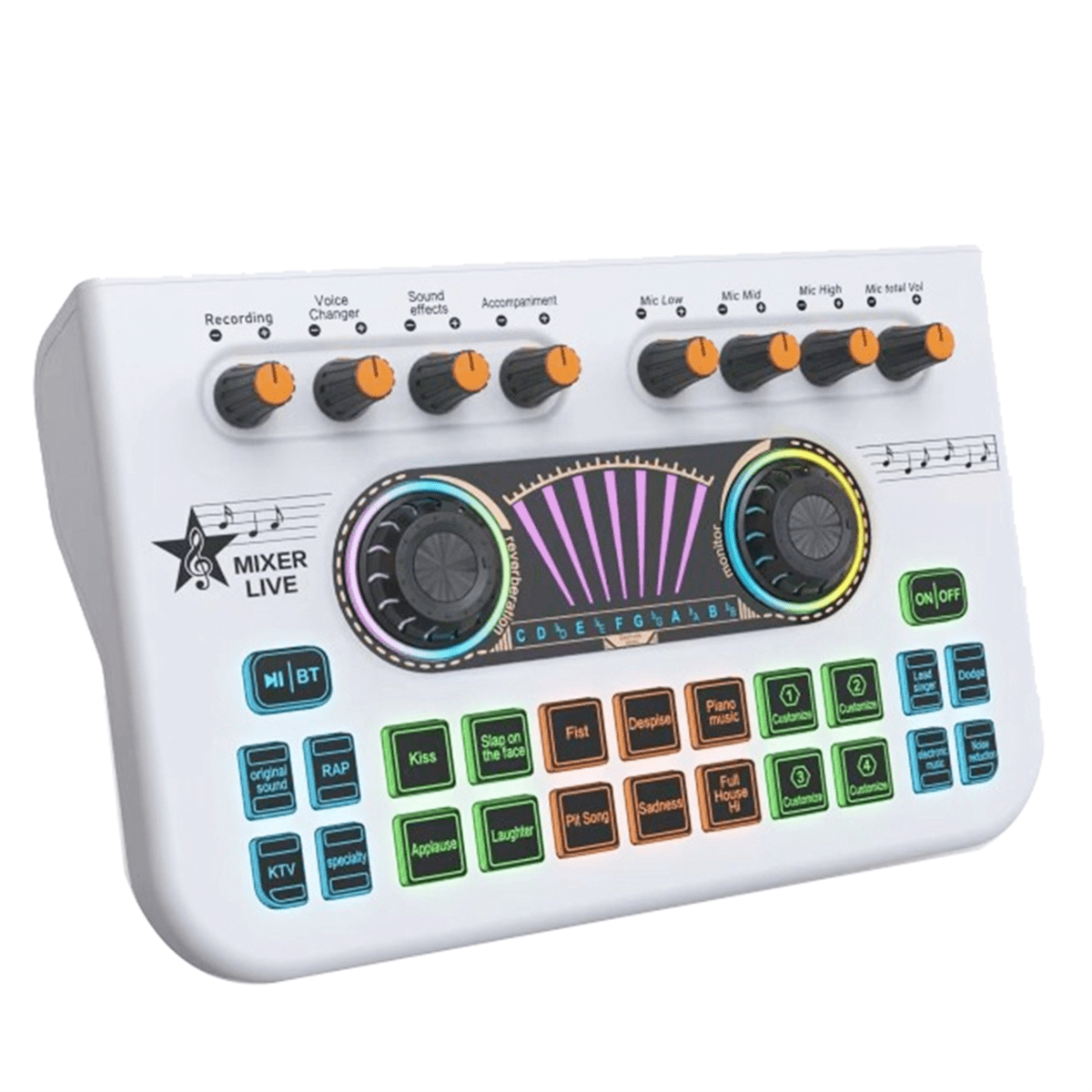 X3 Live Voice Mixer Audio Interface Console Live Microphone Sound Card for Recording Streaming Smartphone White