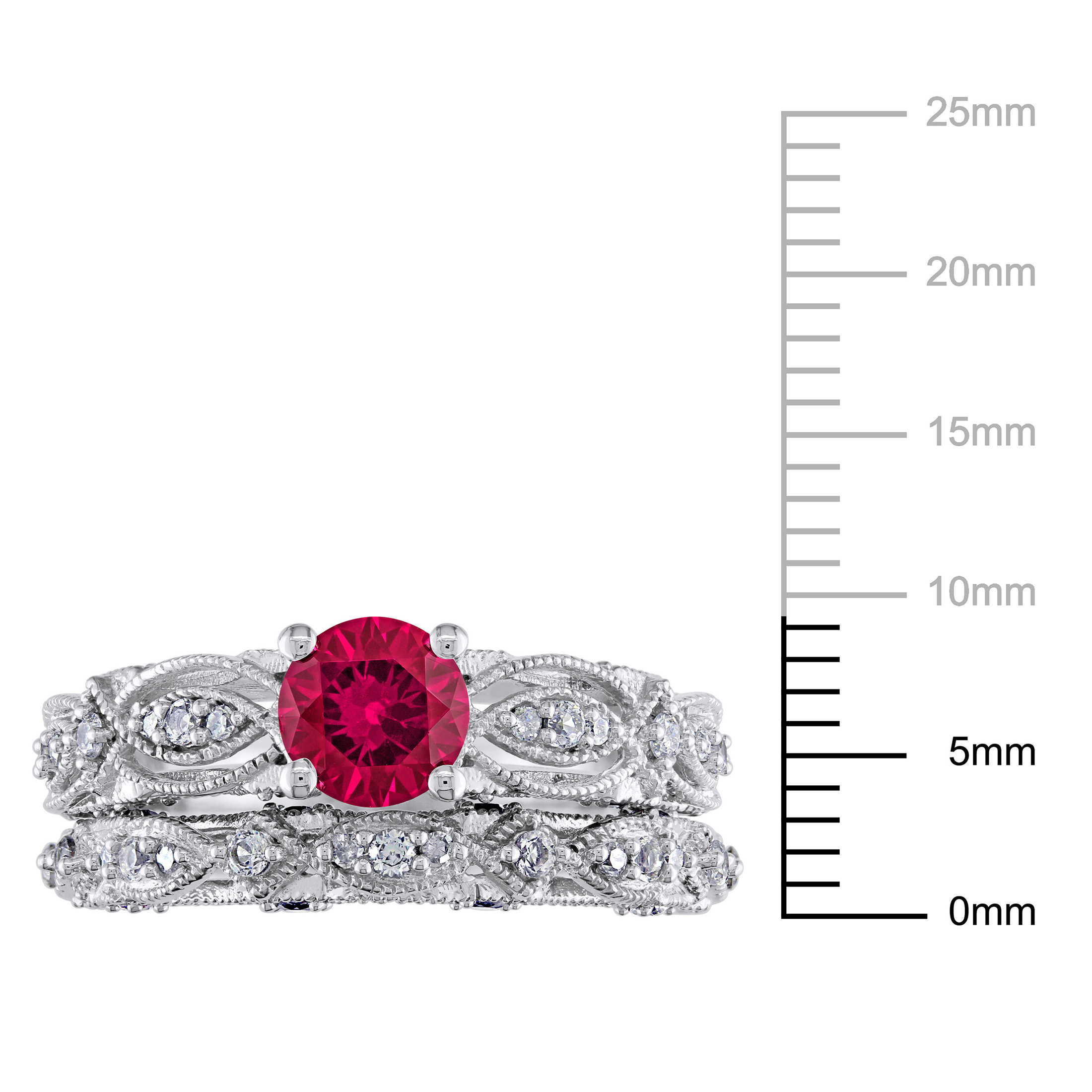 Everly Women's Created Sapphire Created Ruby 10k White Gold Bridal Set