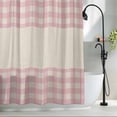 thumbnail image 2 of Shower Curtains for Bathroom-36"x72",Retro Linen Pink Buffalo Plaid Waterproof Bath Curtain Grommet Shower Curtain Set with Hooks, 2 of 9