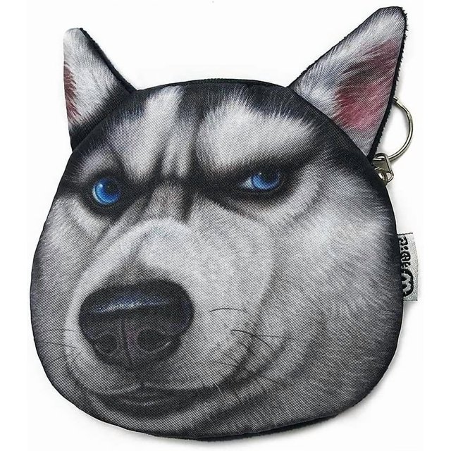 Husky Dog Face Wallet | Cute And Creative Dog Head Zipper Closure Coin Purse Husky Dog - 2 -