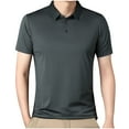thumbnail image 2 of QUINDOS Short Sleeve Shirts for Men Collared Casual Polo Shirts Striped Loose Summer Golf T-shirts, 2 of 5