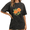 Black, variant on Women's Vibrant Orange Marigold Floral Vintage Washed T-Shirt Short Sleeve Fashion Cottagecore S-2XL Top