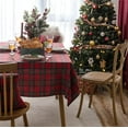 thumbnail image 3 of Fennco Styles Red Plaid Holiday Tablecloth 56" W X 56" L - Classic Tartan Square Table Cover for Dining Room, Christmas Décor, and Winter Festivals, 3 of 5