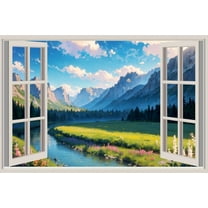 3D Nature Window Wall Mural | Vinyl Peel & Stick Wall Sticker | Scenic Illusion Décor for Home, Living Room & Office Walls Pack Of 1