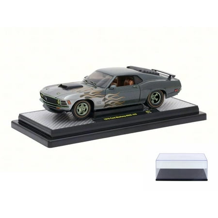 1970 Mustang Restoration - Diecast Car & Display Case Package - 1970 Ford Mustang Boss 429, Charcoal Metallic - Castline M2 40300/57A - 1/24 Scale Diecast Model Toy Car w/Display Case