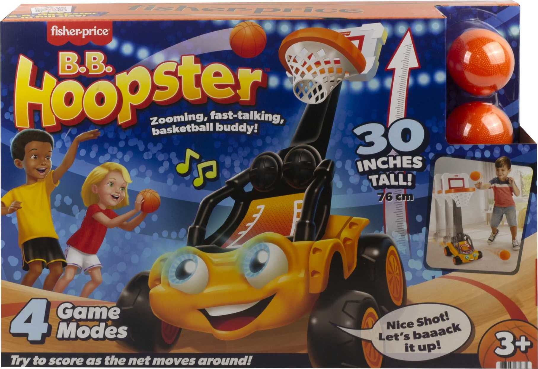 Fisher-Price B.B. Hoopster Electronic Basketball Toy with Lights & Sounds for Kids, 2 Balls