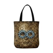 ASHLEIGH Steam punk or steampunk sci-fi or science fiction human head made of gear and cog machine wheels Canvas Tote Bags Reusable Shopping Bags Grocery Bags Party Supply Bags for Women Men