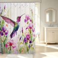thumbnail image 2 of Erosebridal Vintage Hummingbird Shower Curtain 72Wx72L,Lovely Flower Bathroom Curtain,White Purple, 2 of 5