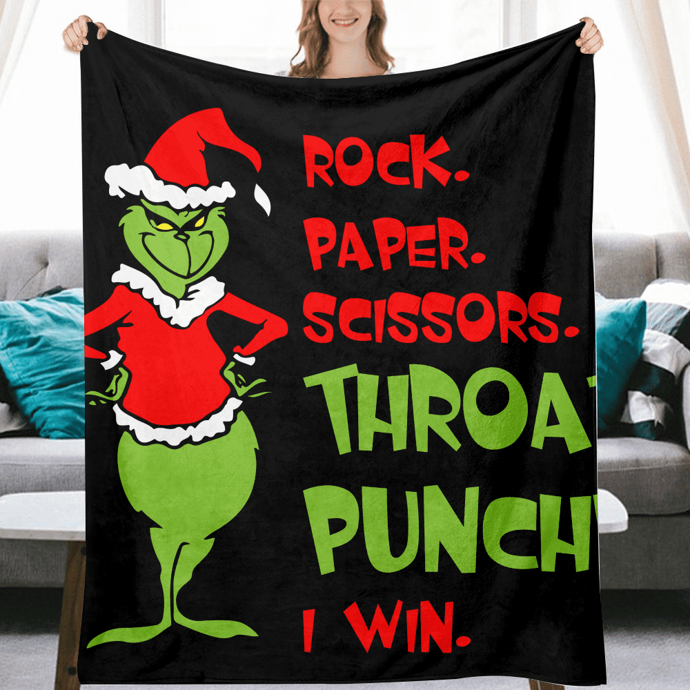 Christmas Grinch Blankets for Bed Sofa Living Room Home Office