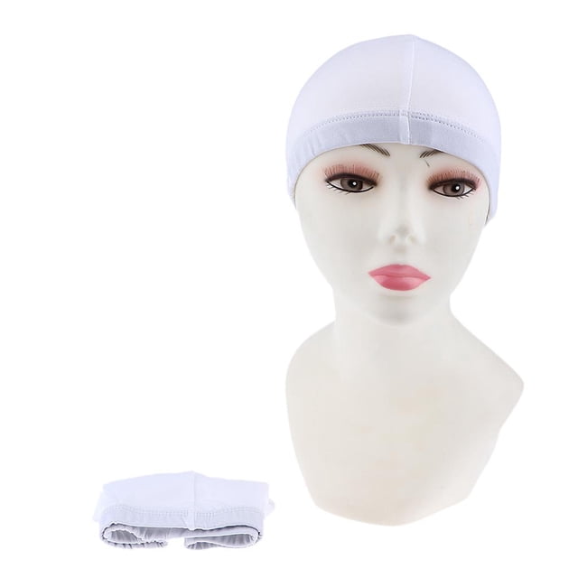 2pcs Cómodo Casquillo de La Redecilla de La Peluca Estiramiento Del Forro Del Casco Deportes - Blanco Baoblaze Casas de cúpula de Spandex